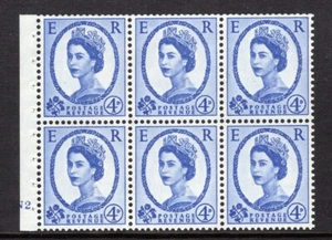 1960-67 4d CROWNS ORDINARY BOOKLET PANE OF 6 WITH CYLINDER No. SG 616aL SB105 - Picture 1 of 1