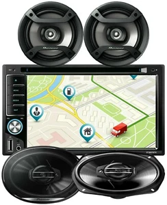 Pioneer 6x9" & 6.5" 4 Speakers + 200W 6.2" Mirror Link Car GPS For Android & IOS - Picture 1 of 11