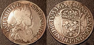 Louis XIV - 1/2 écu argent 1653 P, Dijon Rare TB+ ! L4L.164 - Imagen 1 de 1