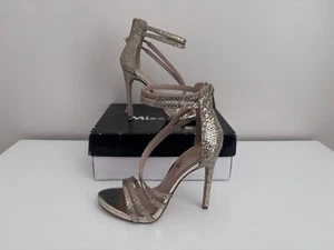 Kurt Geiger Miss KG Sesame Ladies Gold Glittery High Heel Sandals - Size 4 - Picture 1 of 8