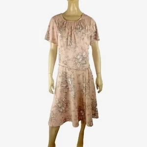 LOUISE OF FRANCE vintage ladies size 20 dress beige floral Melbourne feminine - Picture 1 of 9