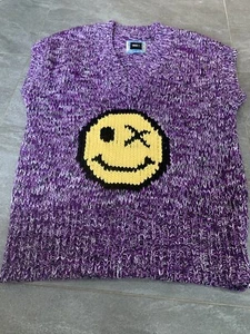 Rare SUPERDRY SDX Limited Edition Unisex Smiley Knit Tank Top SzM/L Purple - Picture 1 of 7
