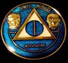 Alcoholics Anonymous 1 Year Blue Medallion Bill Dr Bob Coin Token Sober Sobriety