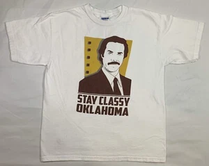 Men’s White Ron Burgundy Short Stay Classy Oklahoma Size Small S - Picture 1 of 4