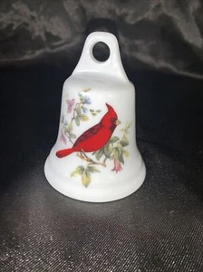 VINTAGE GERMAN PORCELAIN CARDINAL BIRD BELL - Picture 1 of 8