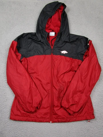 Arkansas Razorbacks Jacket Mens Medium Red Hooded Full Zip Columbia Cover