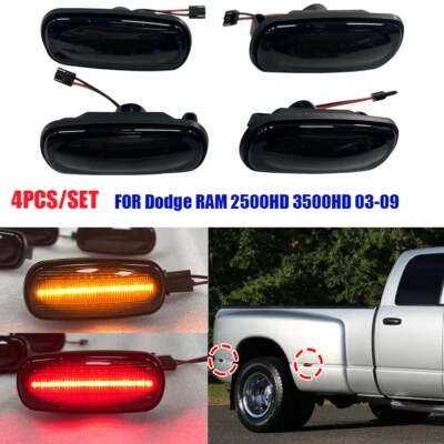 Luz de señalización lateral LED de humo de 4 piezas para Dodge RAM 2500HD 3500HD doble rueda 2003-09 Foto 1 de 4
