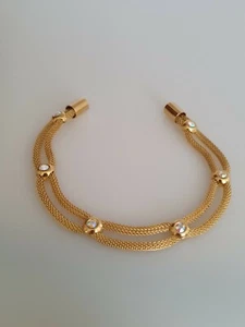 Armband "Kristalle" ca.21 cm Messing Gelb Vergoldet Mesh Magnetverschluss - Bild 1 von 4