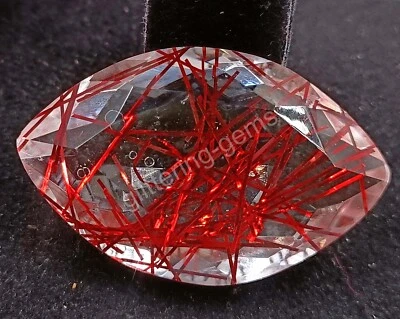 80.20 Ct Marquise Cut Red Rutilated Quartz Certified Transparent Loose Gems M25 - Image 1 of 4
