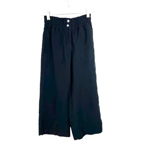 Zara Pants Youth 9 Black Paperbag Waist Wide Leg Kids Girls Casual Solid Bottoms - Picture 1 of 13