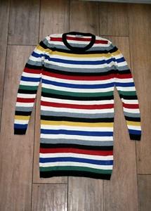 ASOS stripe knitted wool look dress SIZE 10 metallic thread sparkle stretch - Picture 1 of 4