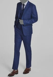 $496 Alfani Men's Blue Solid Slim-Fit Stretch 2-Piece Jacket Pants Suit Size 42S - Picture 1 of 6