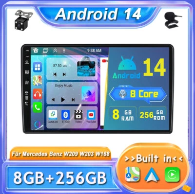 Für Mercedes Benz W209 W203 W168 Android 14 Autoradio GPS Navi CarPlay 8G+256GB - Bild 1 von 4
