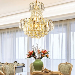 60cm Kristall Deckenleuchte Deckenlampe Kronleuchter Lüster Zimmerlampe Gold - Bild 1 von 14