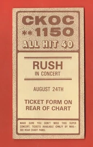 CKOC 1150 ALL HIT 40 1979 HAMILTON ONTARIO RUSH EN LISTA DE MÚSICA DE CONCIERTO - Imagen 1 de 3