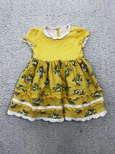 Girls Matilda Jane Stay Golden Yellow Summer Floral Lined Dress Size 4 *read - Picture 1 of 11