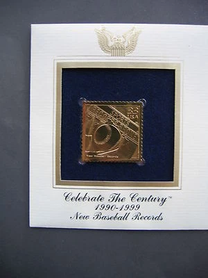 NUEVO DISCO DE BÉISBOL Réplica Dorada Cubierta Celebrar Siglo SELLO Foto 1 de 3
