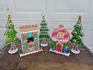 Lebkuchen flach Weihnachten Plätzchen Dorf Aufsteller Häuser & Bäume - Bild 1 von 5
