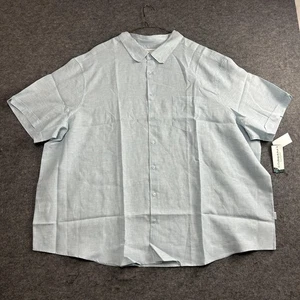 Cubavera Shirt Mens 4XL Blue Linen Blend Short Sleeve Button Up Big & Tall - Picture 1 of 7