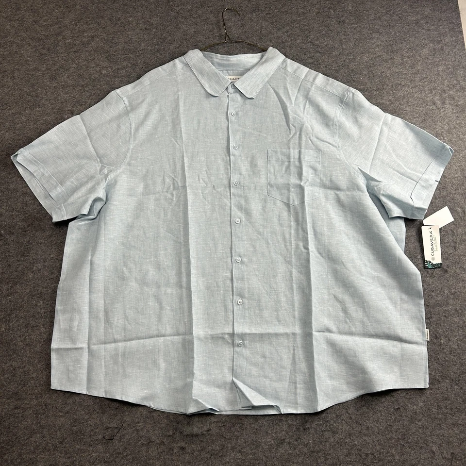 Cubavera Shirt Mens 4XL Blue Linen Blend Short Sleeve Button Up, Big & Tall - Image 1 of 4