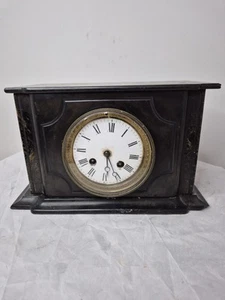 Fine Antique Slate and Marble Timepiece Mantle Clock in full working order. - Picture 1 of 11