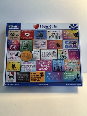 White Mountain Puzzle I LOVE CATS 1000 Pcs Complete/Clean Verified Complete - Image 1 of 4