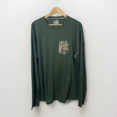 Under Armour HeatGear Shirt 2XL Green Camo Patch Loose Fit ArmourBlock - Image 1 of 4
