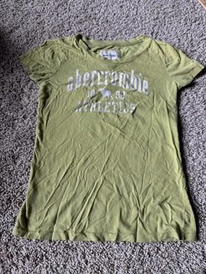 Camiseta Abercrombie & Fitch Niños Verde Manga Corta Niñas Mezcla de Algodón XL Y2K Foto 1 de 4