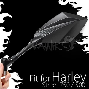 Espejos retrovisores VAWiK Deus aspecto carbono negro se adapta a moto Harley Street 500 750 - Imagen 1 de 9