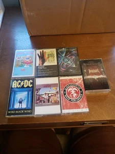 Heavy Metal Classic Rock Cassette Lot X7 AC/DC Crimson Glory Helloween Read Disc - Picture 1 of 2