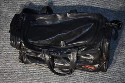 Bolso de Lona de Cuero Wilson Vintage Negro Deportes Años 70 80 Bordado Gimnasio Viaje Foto 1 de 4