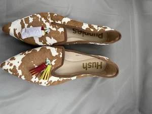 Hush Puppies Women Sadie Tassel Calf Hair Cow Print Leather Flats Loafers Sz 11 - Picture 1 of 7