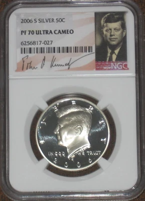 2006 S Silver Proof JFK Kennedy Half Dollar NGC PF70 UCAM PR 50c - Image 1 of 2