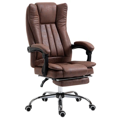 Executive Office Chair With Arm And Footrest Reclining 135 Degree Brown Homcom - Image 1 of 4