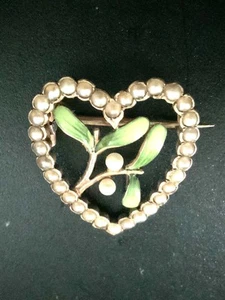 14K GOLD - Victorian, Antique Enamel Fresh Water Pearls Brooch Pin,pendant - Picture 1 of 2
