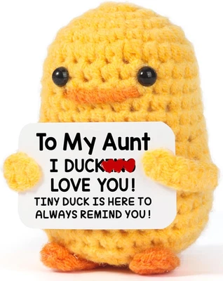 Divertidos regalos de cumpleaños para tía - a mi tía, pequeña linda muñeca de pato de ganchillo hecha a mano Foto 1 de 4