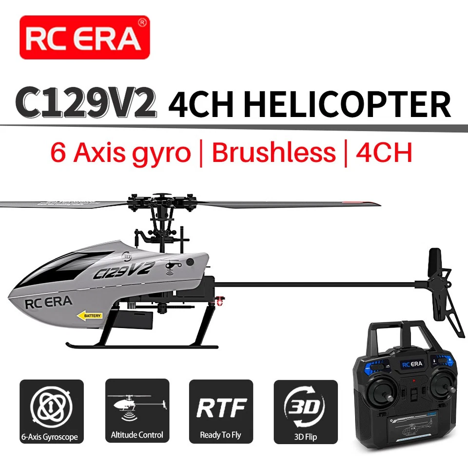 RC ERA C129V2 RC Helicopter 2.4G 4CH 6-Aixs Gyro 3D Aerobatic  Single Blade RTF - Image 1 of 4