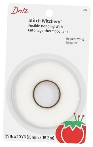 Dritz 222 Stitch WITCHERY Fusible Bonding Web White Reg Wght 20yd 5/8-inch X 20