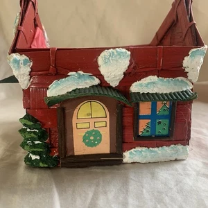 Vintage Weihnachten Bambus Korb, Santa Workshop 3D Effekt, klein 6x6x11" - Bild 1 von 10