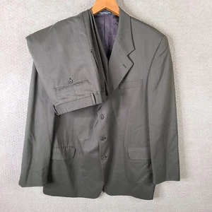Bosa Le Collezioni Suit Mens 46L Green Striped Wool 2 Piece 2 Btn Pleated 36x33 - Picture 1 of 22
