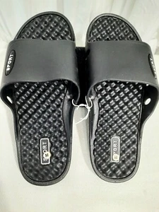 Men's Sport Sandals Flip Flops Medium Men Shoes Slip On Black New - Picture 1 of 5