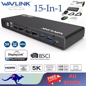 Wavlink USB C Laptop Docking Station Multiple Display Dock Dual HDMI Displaylink - Picture 1 of 18