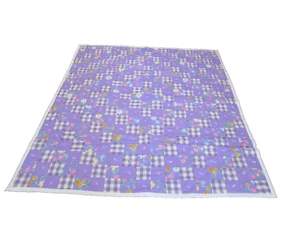 Handmade Patchwork Tie Quilt Around the World Purple Check Squares 77"x84" - Picture 1 of 7
