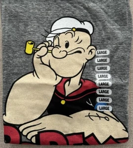 Popeye The Sailorman Tee Luv Gray Short Sleeve Tee Shirt T-Shirt Large - Picture 1 of 5
