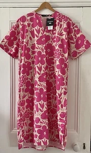 Marimekko Uniqlo Women’s Pink Floral Linen Blend Kaftan Dress XS UK 6-8 EU 34-36 - Picture 1 of 13