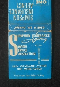 1950s Simpson Insurance Agency James W. Jeanne E. J. Warren Jr. Fort Myers FL MB - Bild 1 von 1