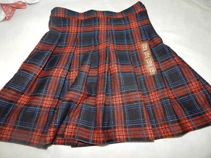 NWT Zara Girls 10 140 CM Red Plaid Pleated Skirt Viscose Blend Short - Picture 1 of 4