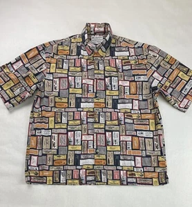 Columbia Button Up Fishing Lures Bait Camp Shirt Mens L Short Sleeve Multi Color - Picture 1 of 8