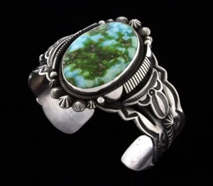 Natural Sonoran Gold Turquoise Bracelet By Navajo Artist Aaron Toadlena - Picture 1 of 5