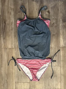 Zweiteiler Damen Grau Rosa XXL Süß Tankini Badeanzug Badeanzug Neu ohne Etikett - Bild 1 von 5